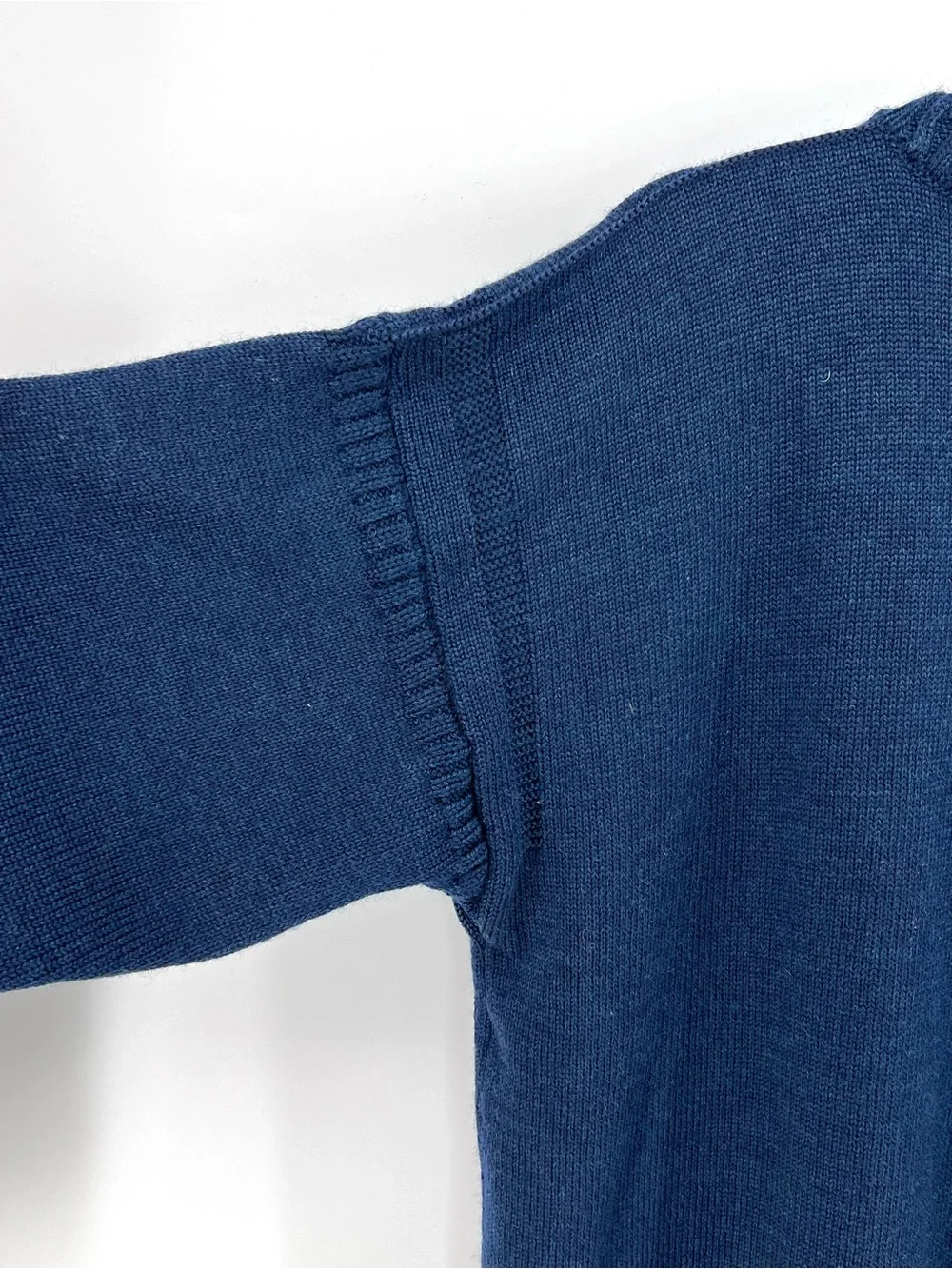 Vintage Guernsey Woollens Navy Blue Wool Fisherman Sweater Monogram K Sz L Prep